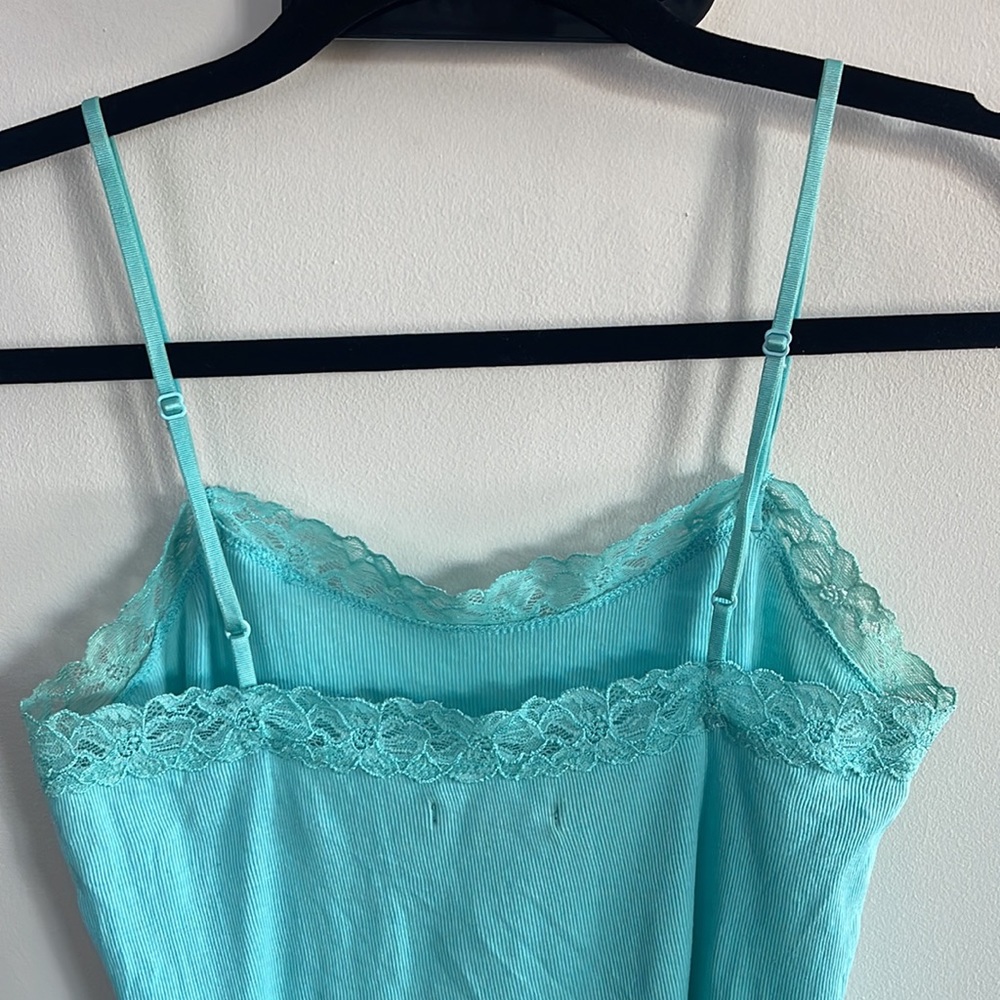 Y2k The gap turquoise/aqua adjustable strap camisole with lace - Picture 3 of 6